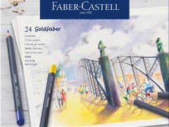 Creioane colorate 24 culori Goldfaber cutie metal